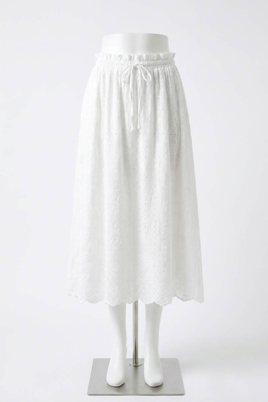 NEW BLU PEPPER bridget eyelet skirt in white